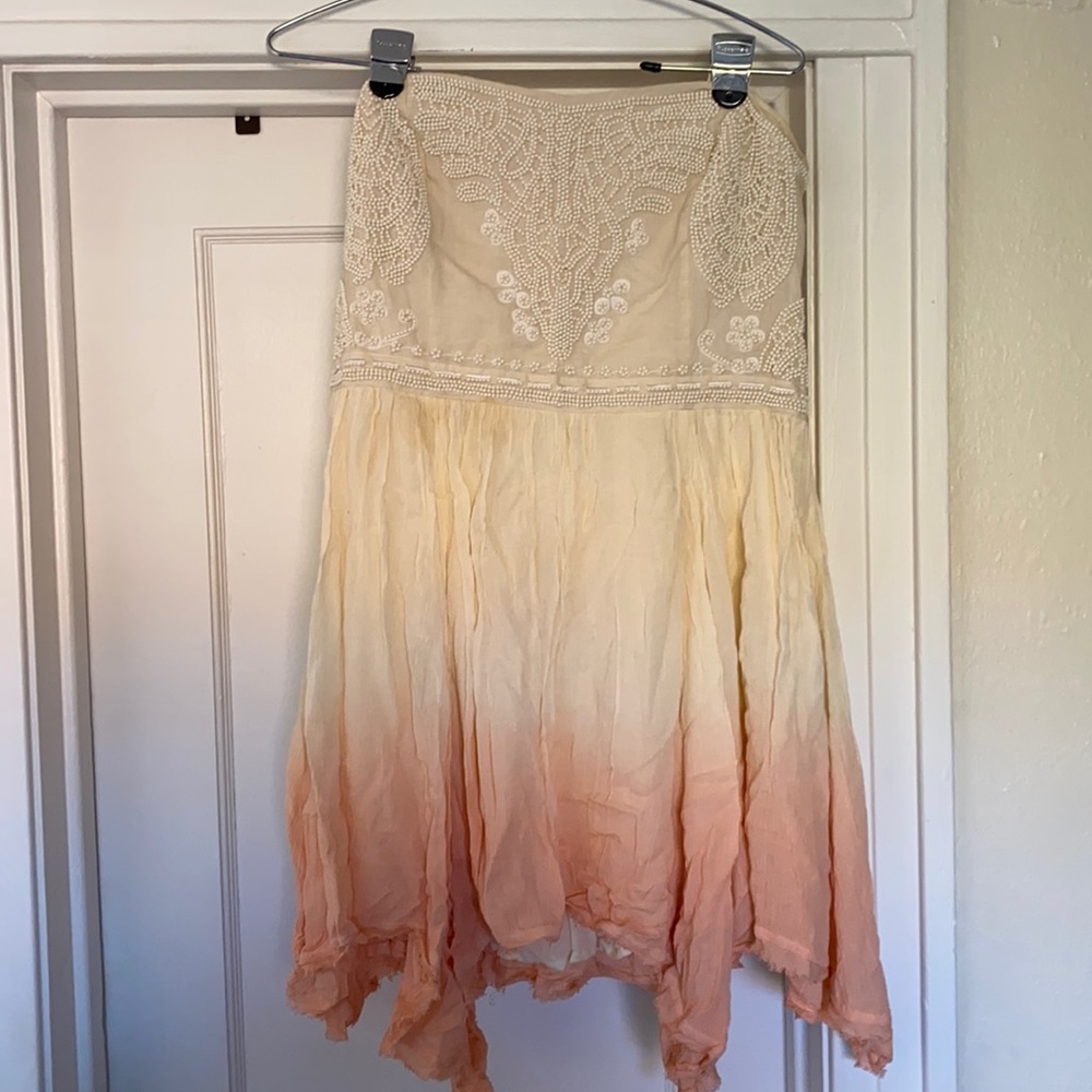 Ecote Strapless Ombre Cream to Peach Dress